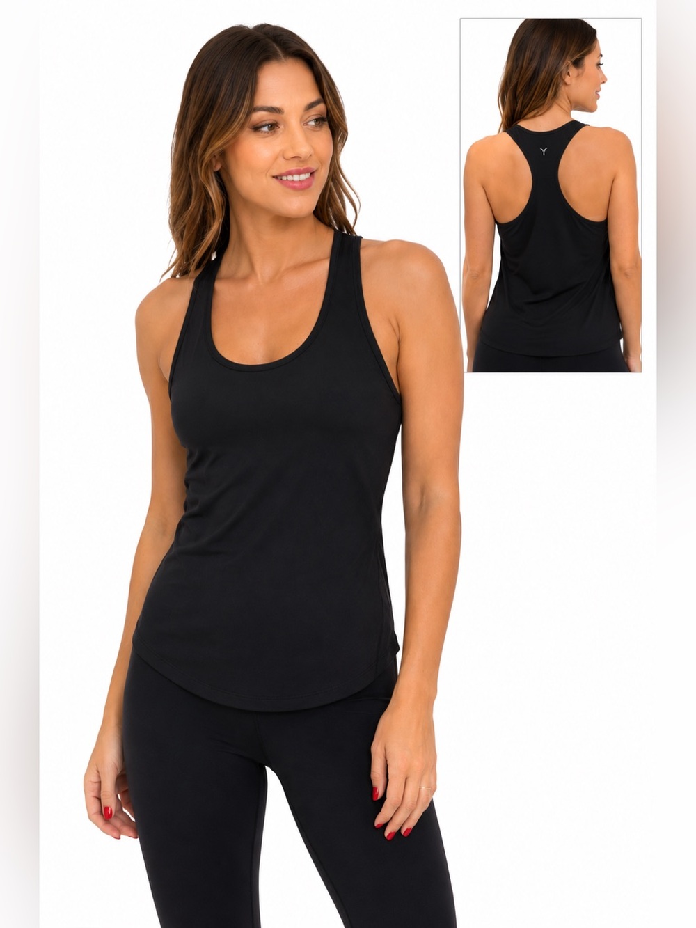 Old Navy PowerSoft Black Racerback Tank Built-In Bra Active Top M